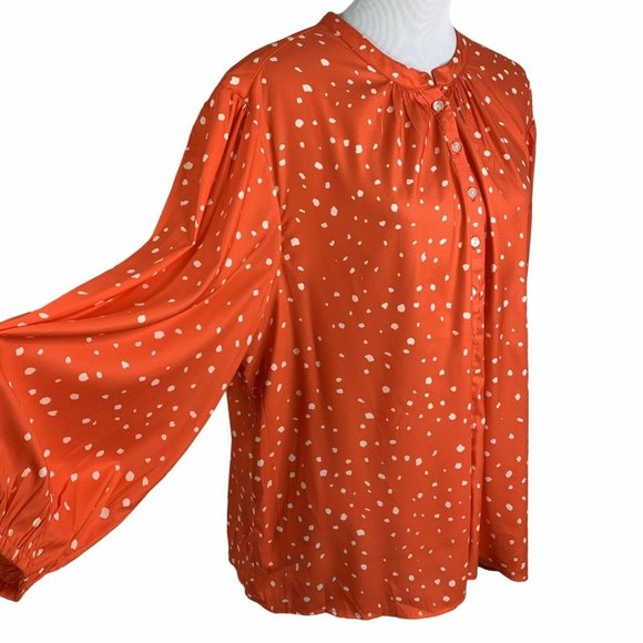 Tendency Red Long Sleeve Relaxed Fit Button Up Top - Picture 8 of 10